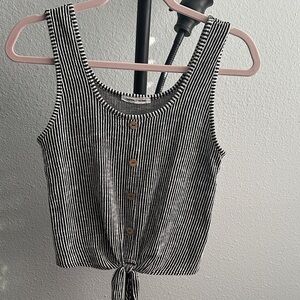 Caution To The Wind Black and White Striped Tank Top